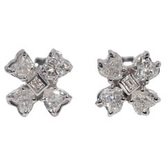 Orecchino vintage in oro 14k con cuore naturale e diamante taglio baguette