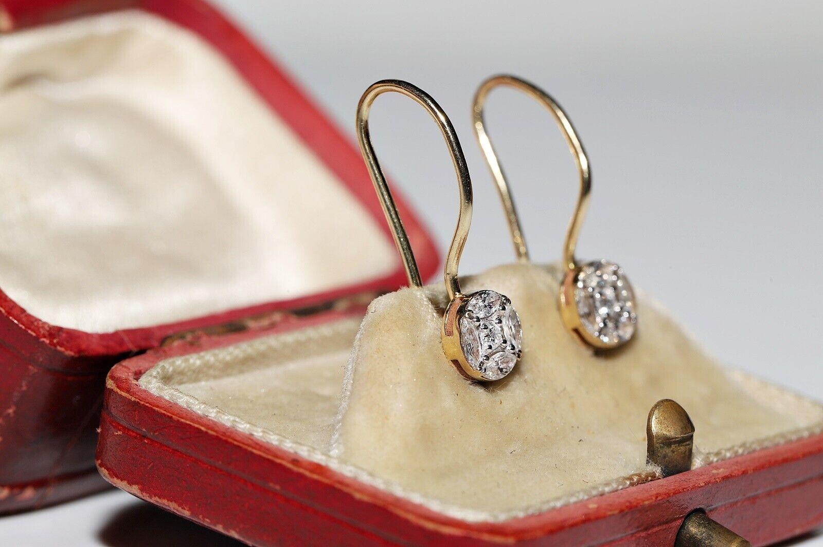 Vintage 14k Gold Natural Marquise Cut Diamond Decorated Cocktail Earring For Sale 5