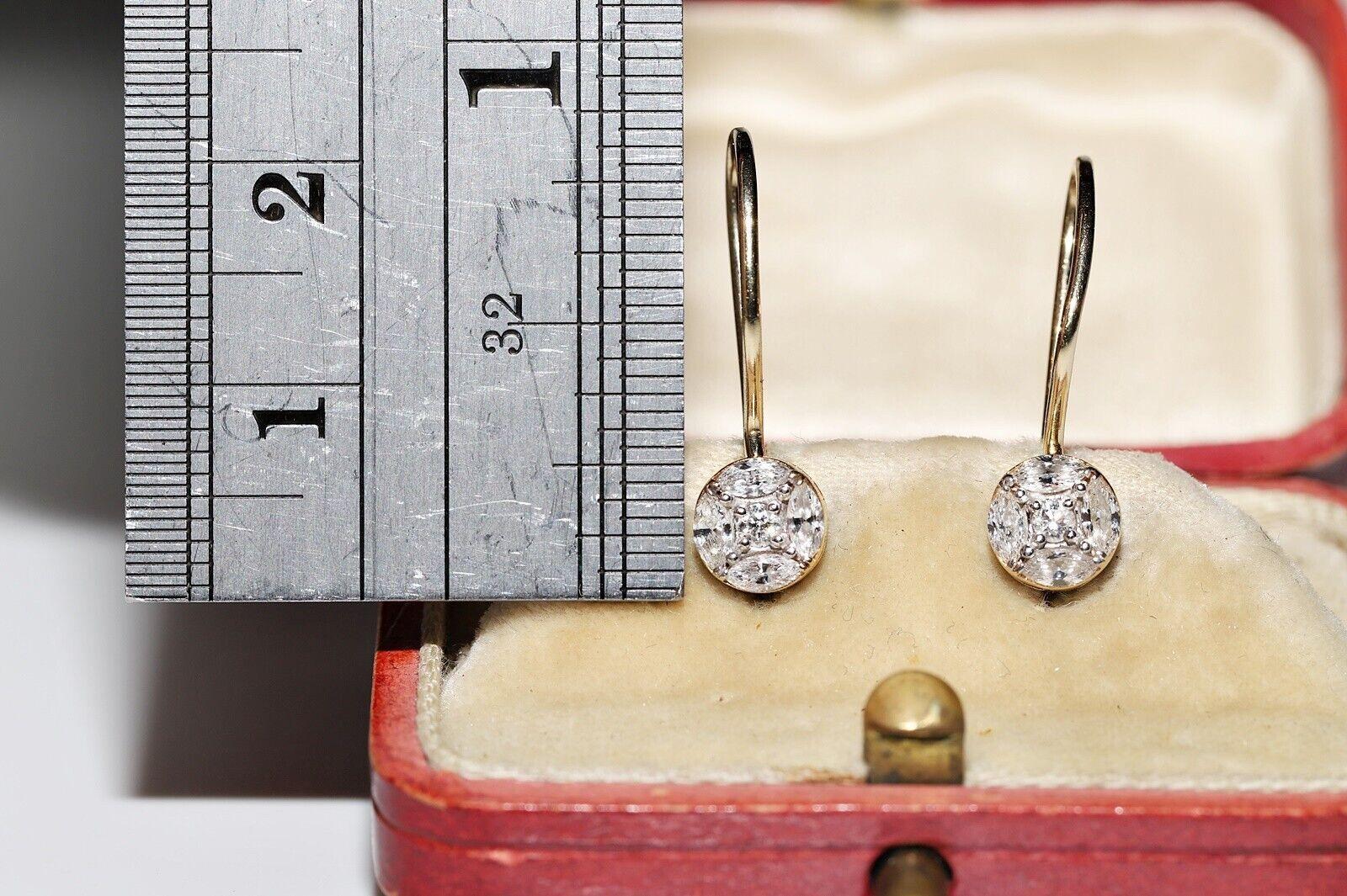Vintage 14k Gold Natural Marquise Cut Diamond Decorated Cocktail Earring For Sale 6