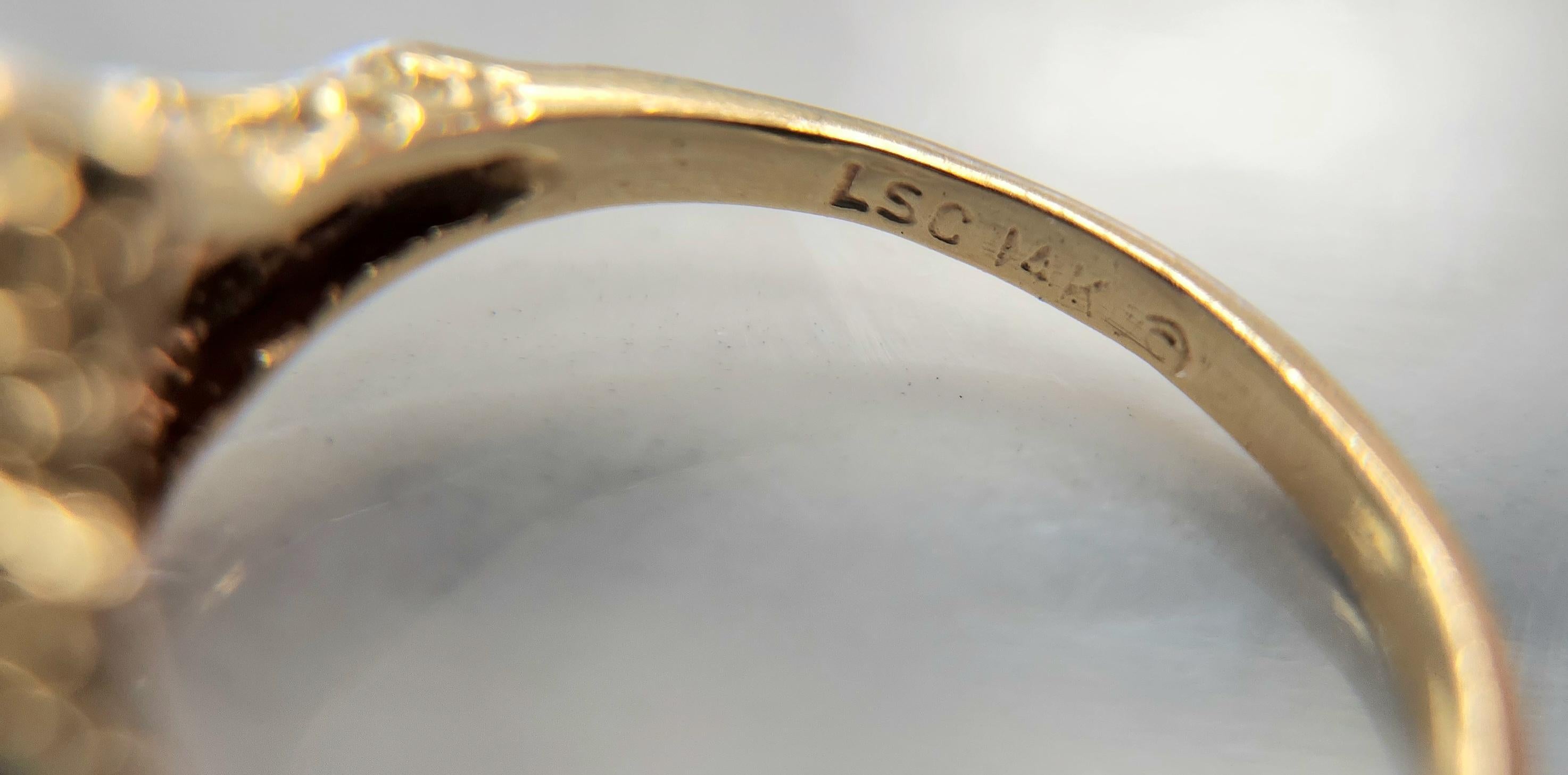 Women's Vintage 14K Gold Nugget Style Diamond Ring For Sale