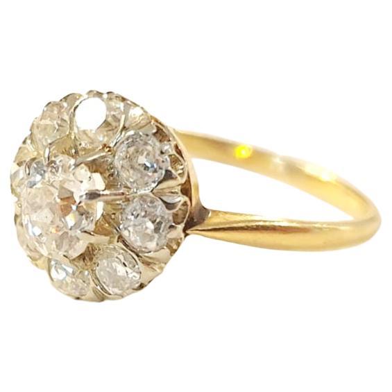 Vintage Old Mine Cut Diamond Gold Engagment Ring In Good Condition For Sale In Cairo, EG
