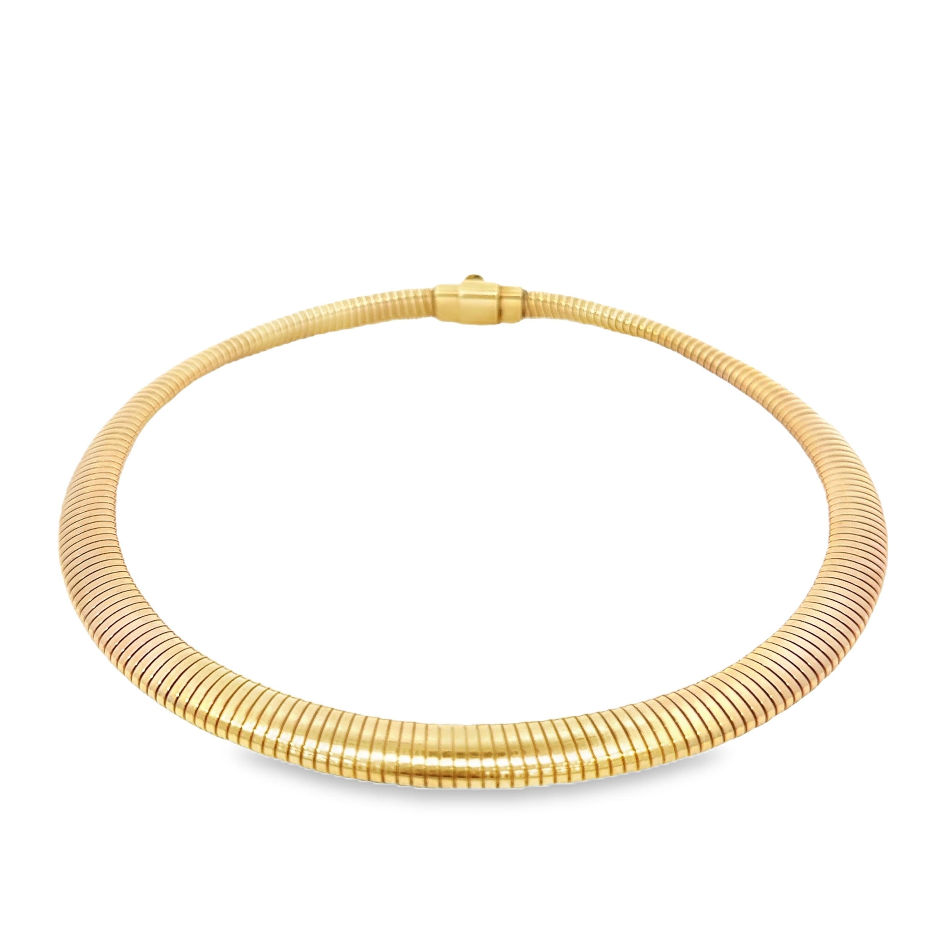 Vintage 14k Gold Omega Necklace In Excellent Condition For Sale In New York, NY