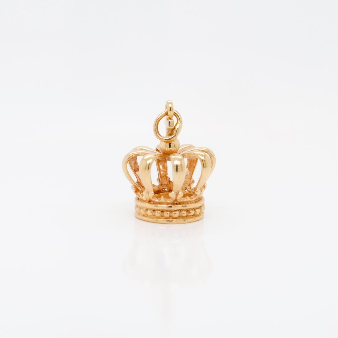 Vintage 14k Gold Openwork Crown Charm for a Charm Bracelet 1