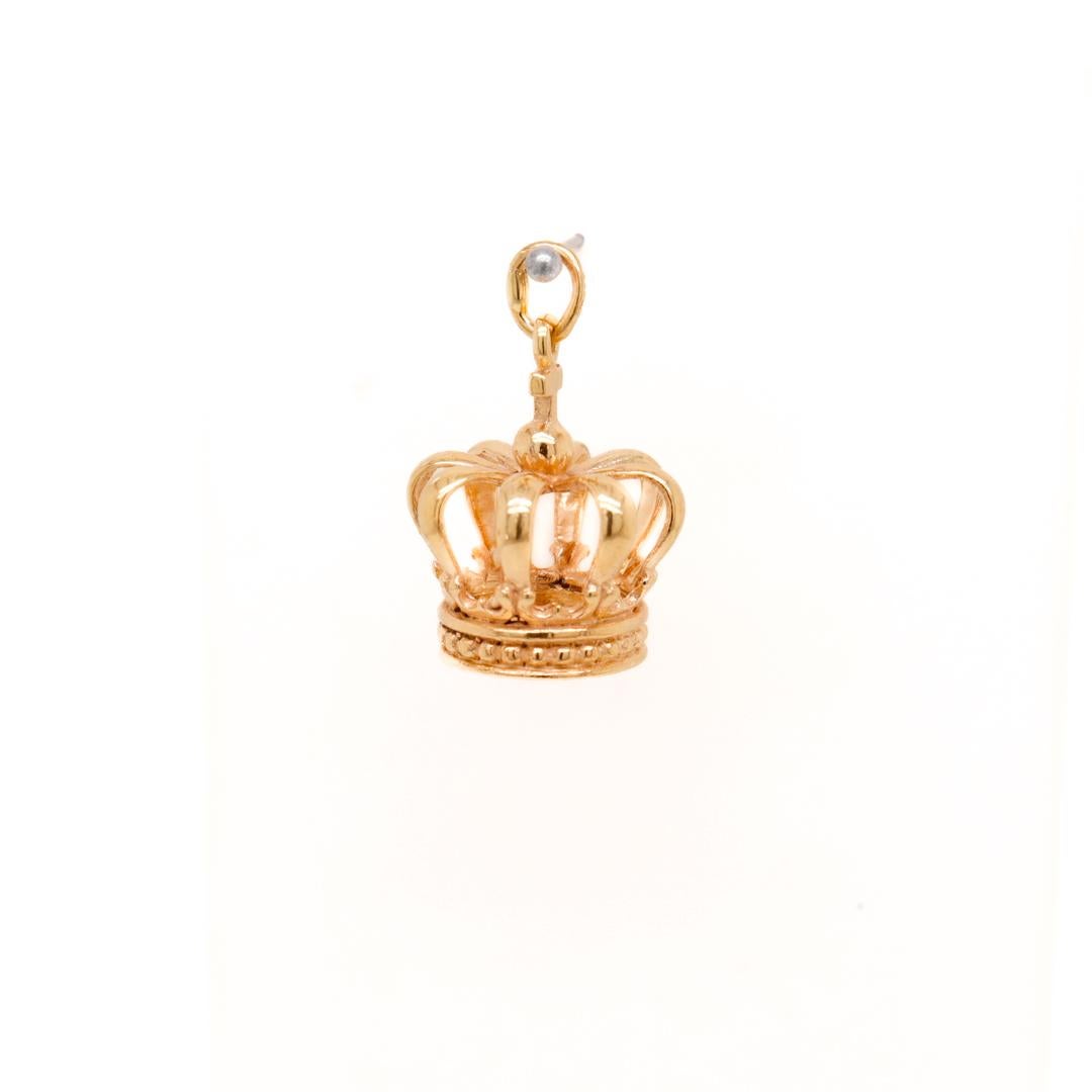 Vintage 14k Gold Openwork Crown Charm for a Charm Bracelet 4