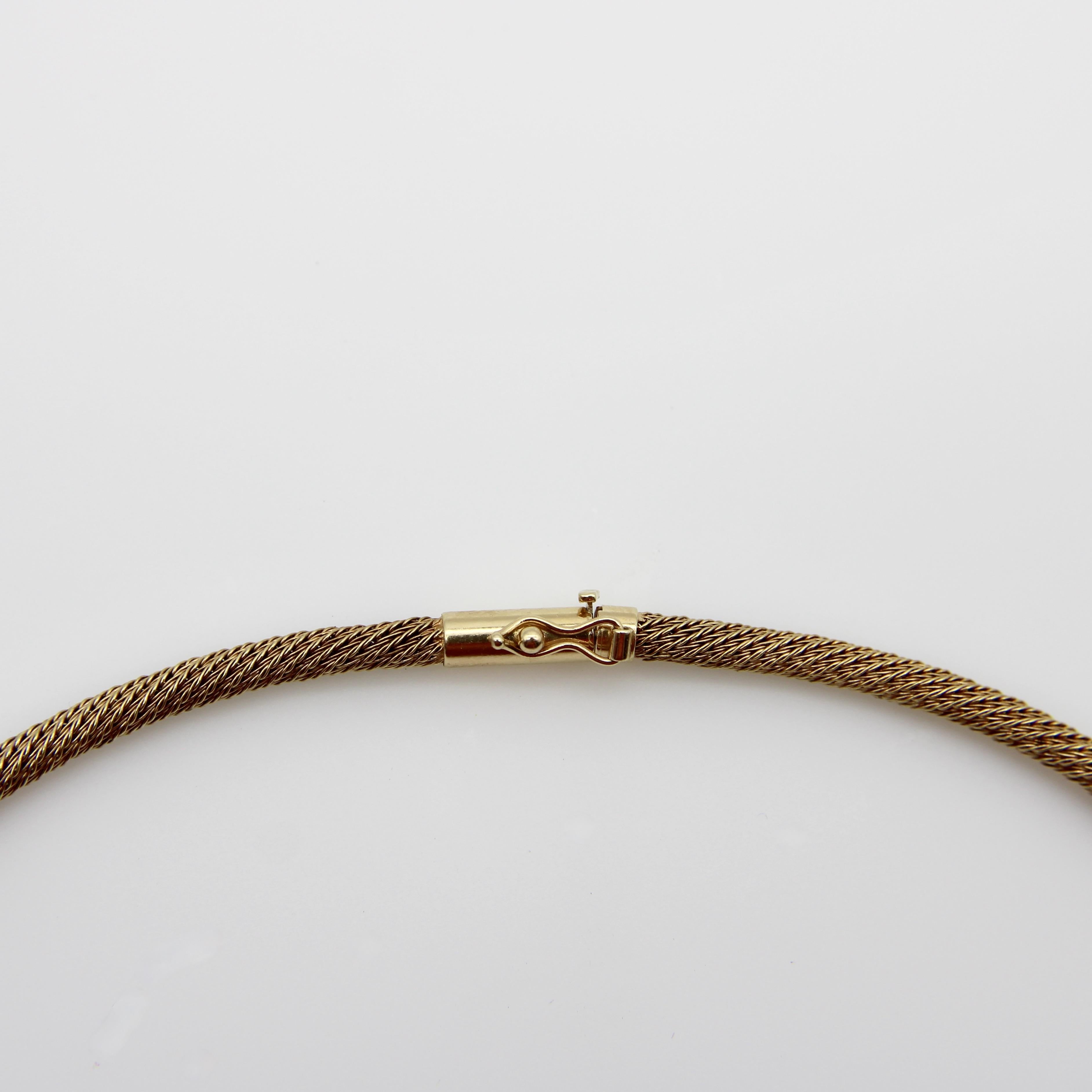 Vintage 14K Gold Organic Carved Amethyst, Citrine, and Tourmaline Necklace For Sale 2