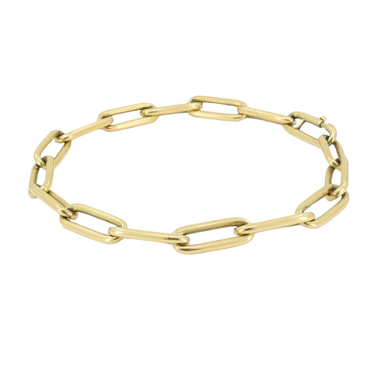da uomo o donna Bracciale vintage A Link con graffette in oro 14k in vendita