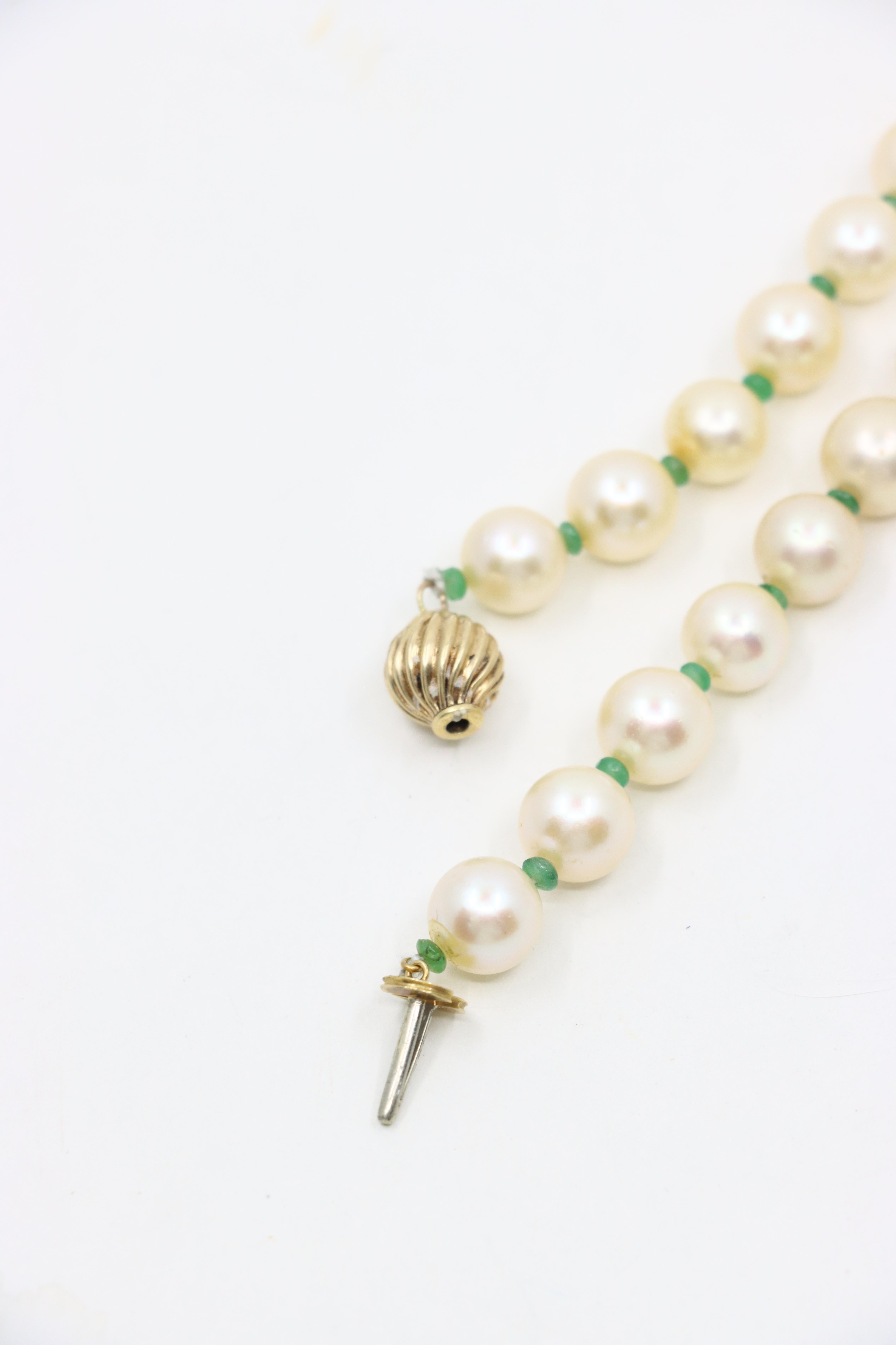 Vintage 14K Gold Pearl Long Necklace For Sale 6