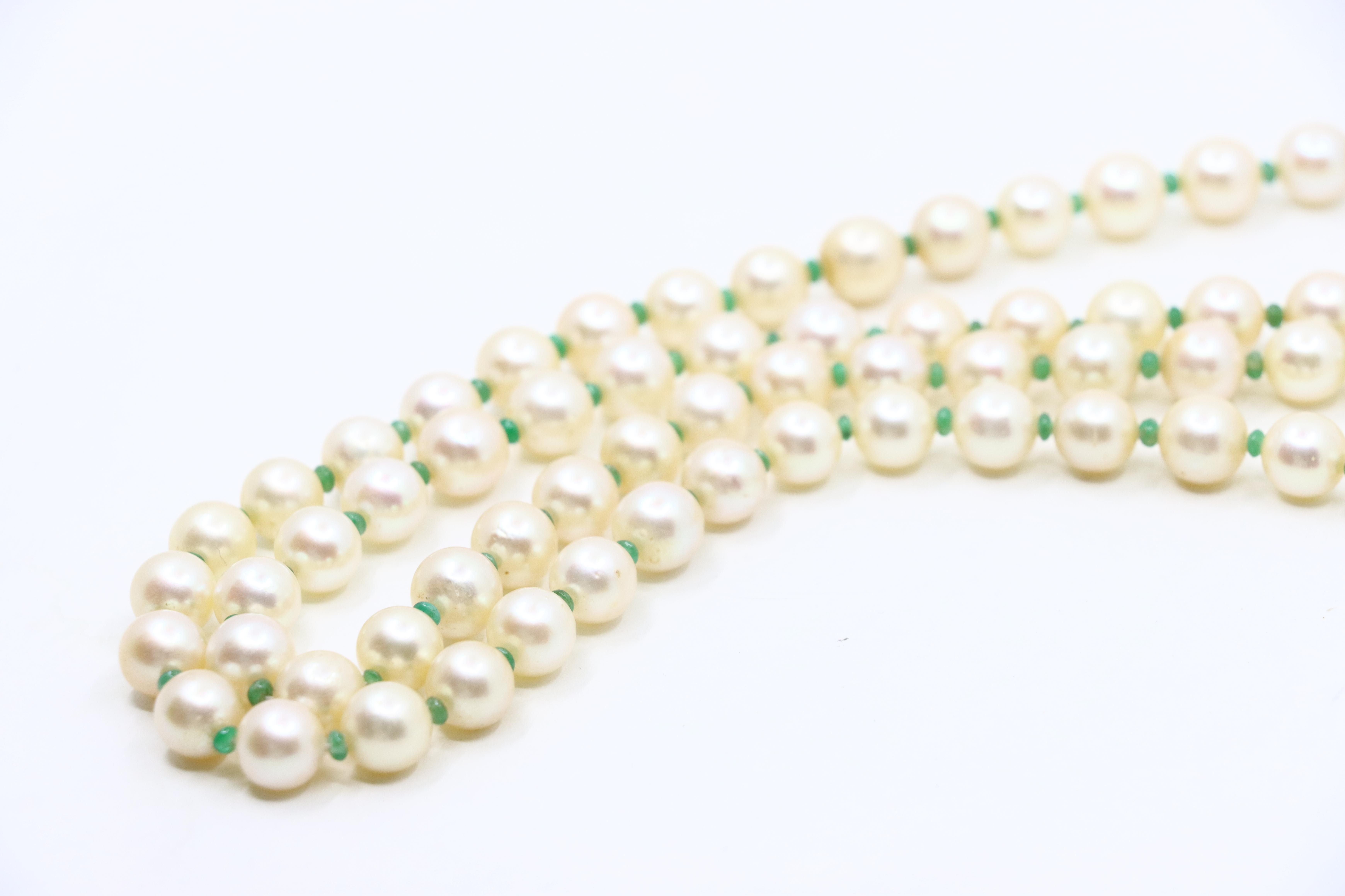 Vintage 14K Gold Pearl Long Necklace For Sale 7