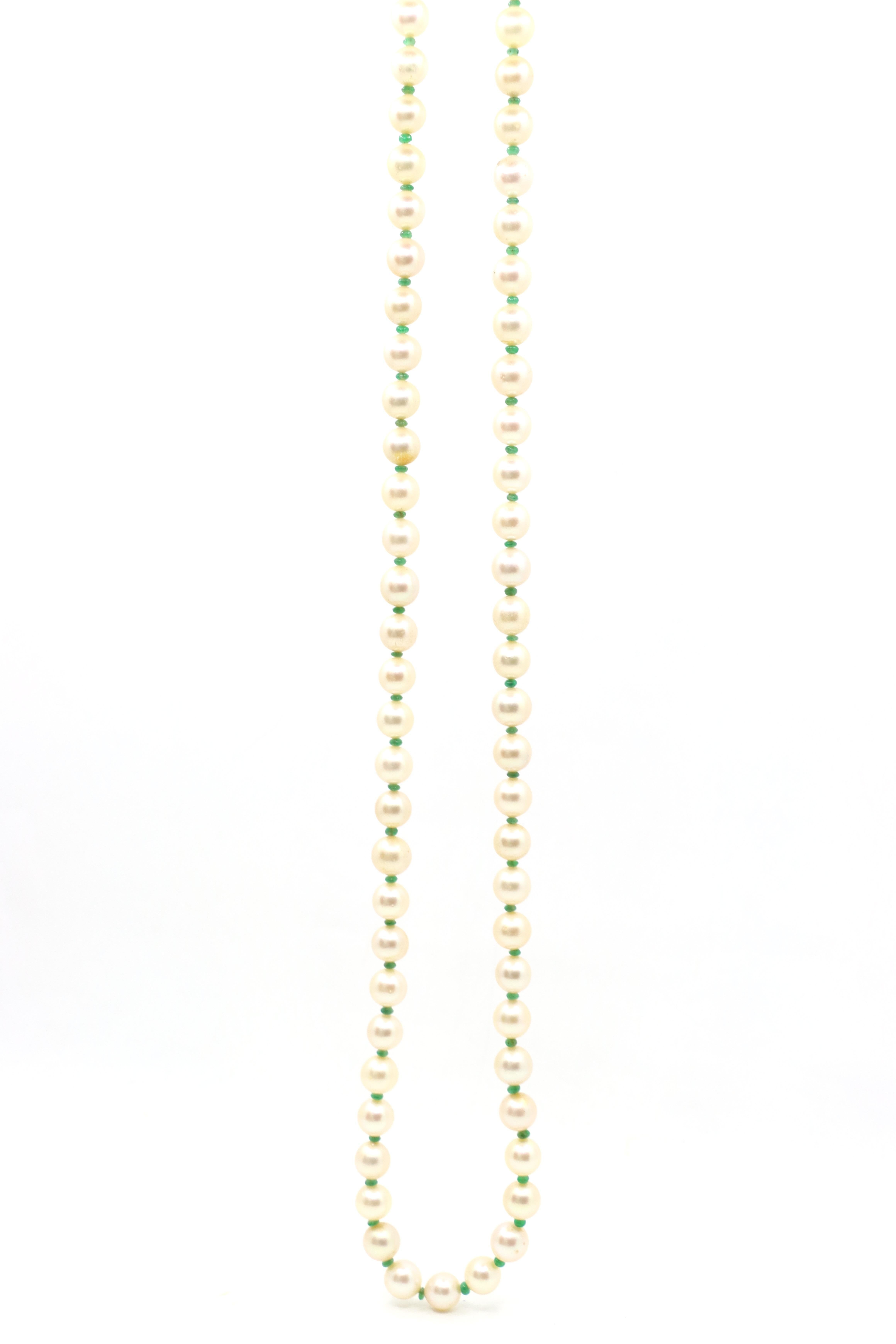 Vintage 14K Gold Pearl Long Necklace For Sale 8