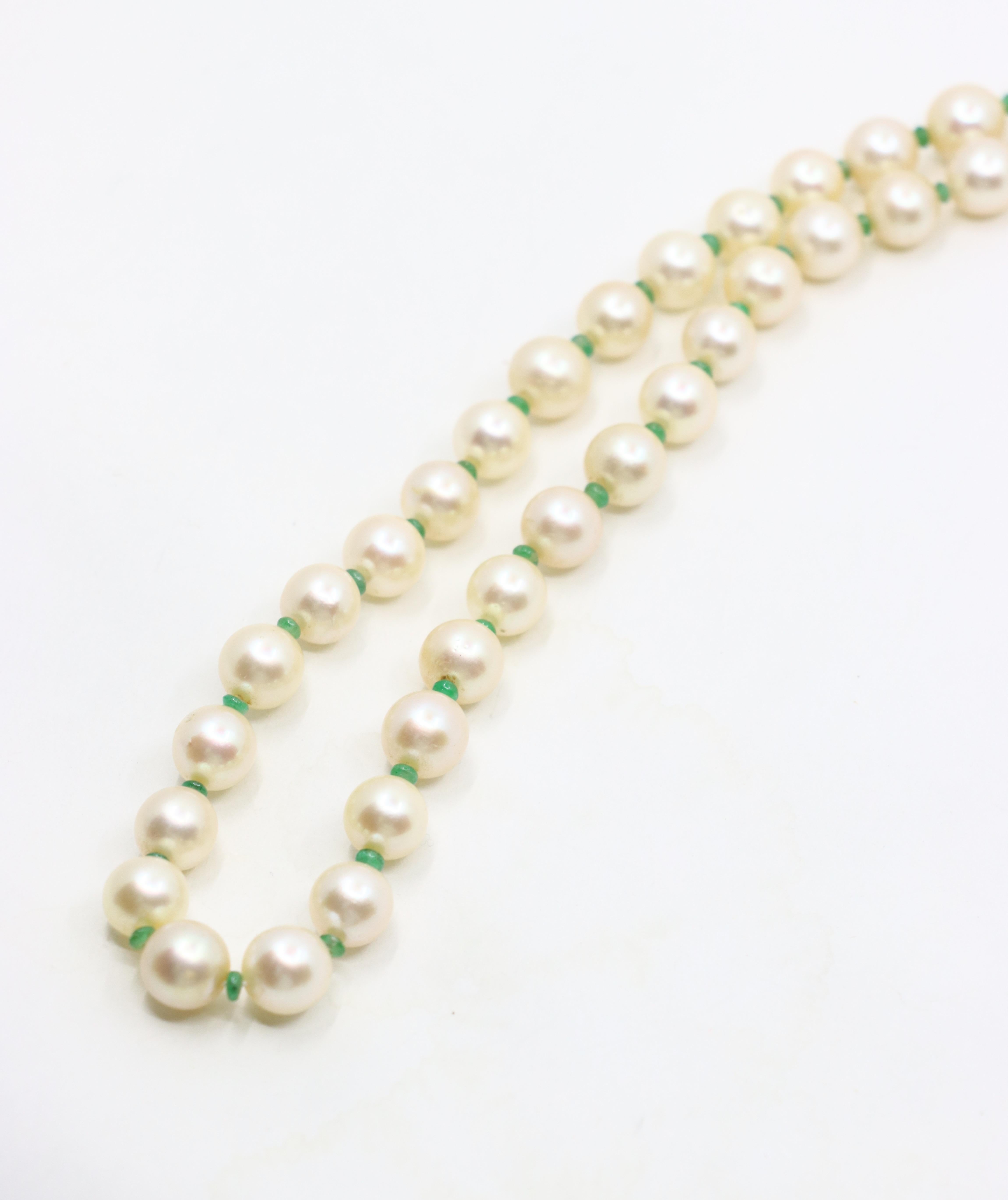 Vintage 14K Gold Pearl Long Necklace For Sale 2