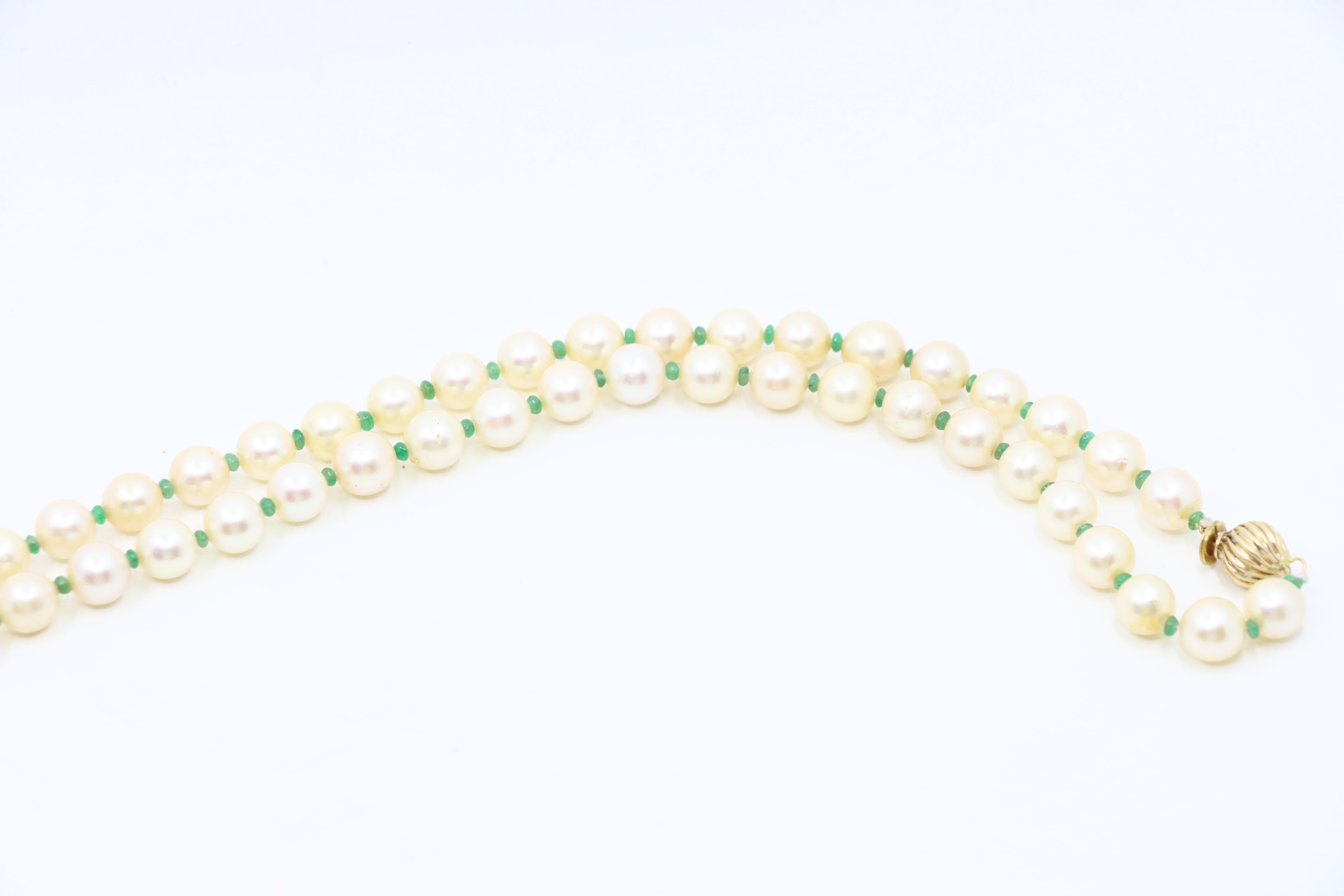 Vintage 14K Gold Pearl Long Necklace For Sale 3