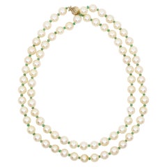 Vintage 14K Gold Pearl Long Necklace