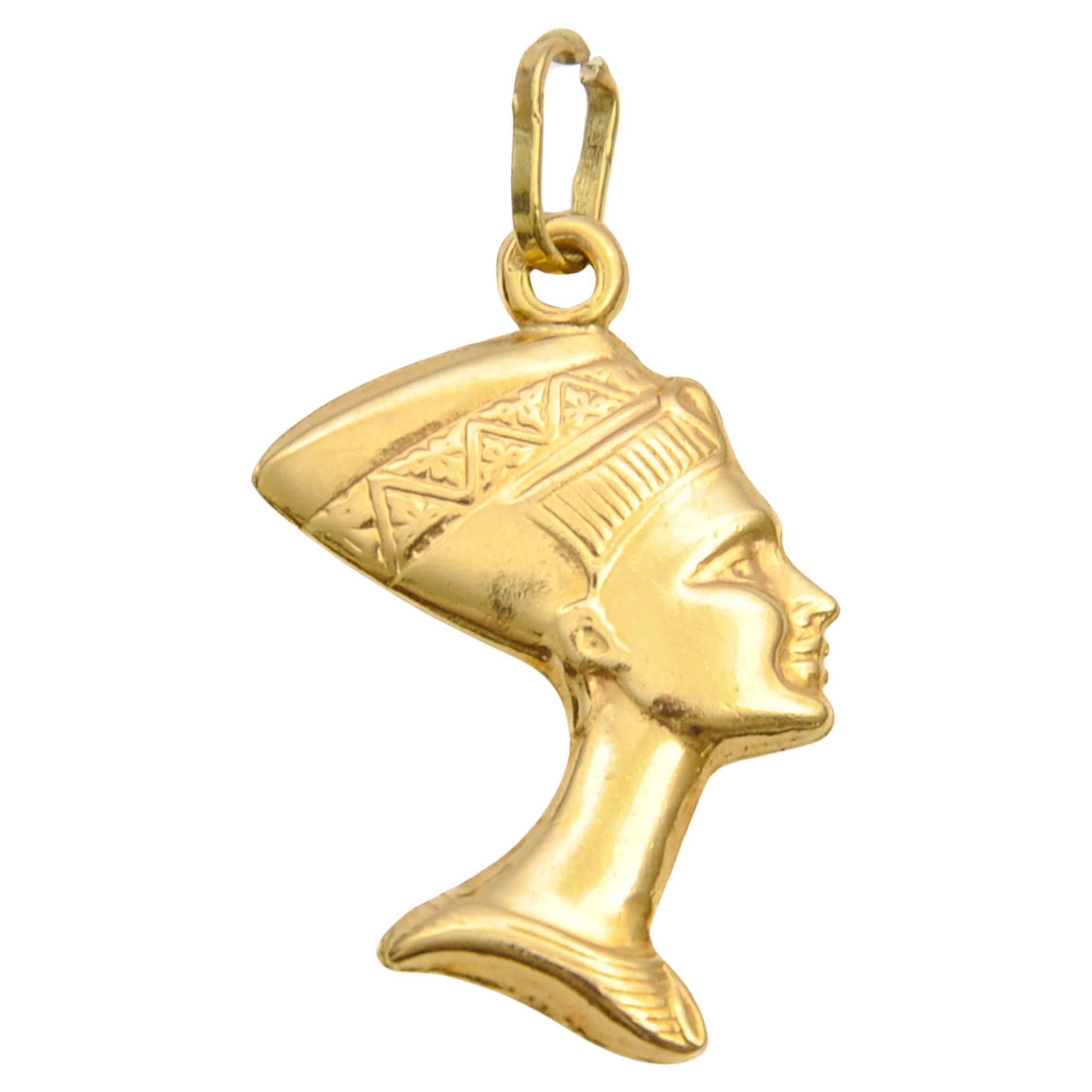 Vintage 14K Gold Pharaoh Nefertiti Charm Pendant