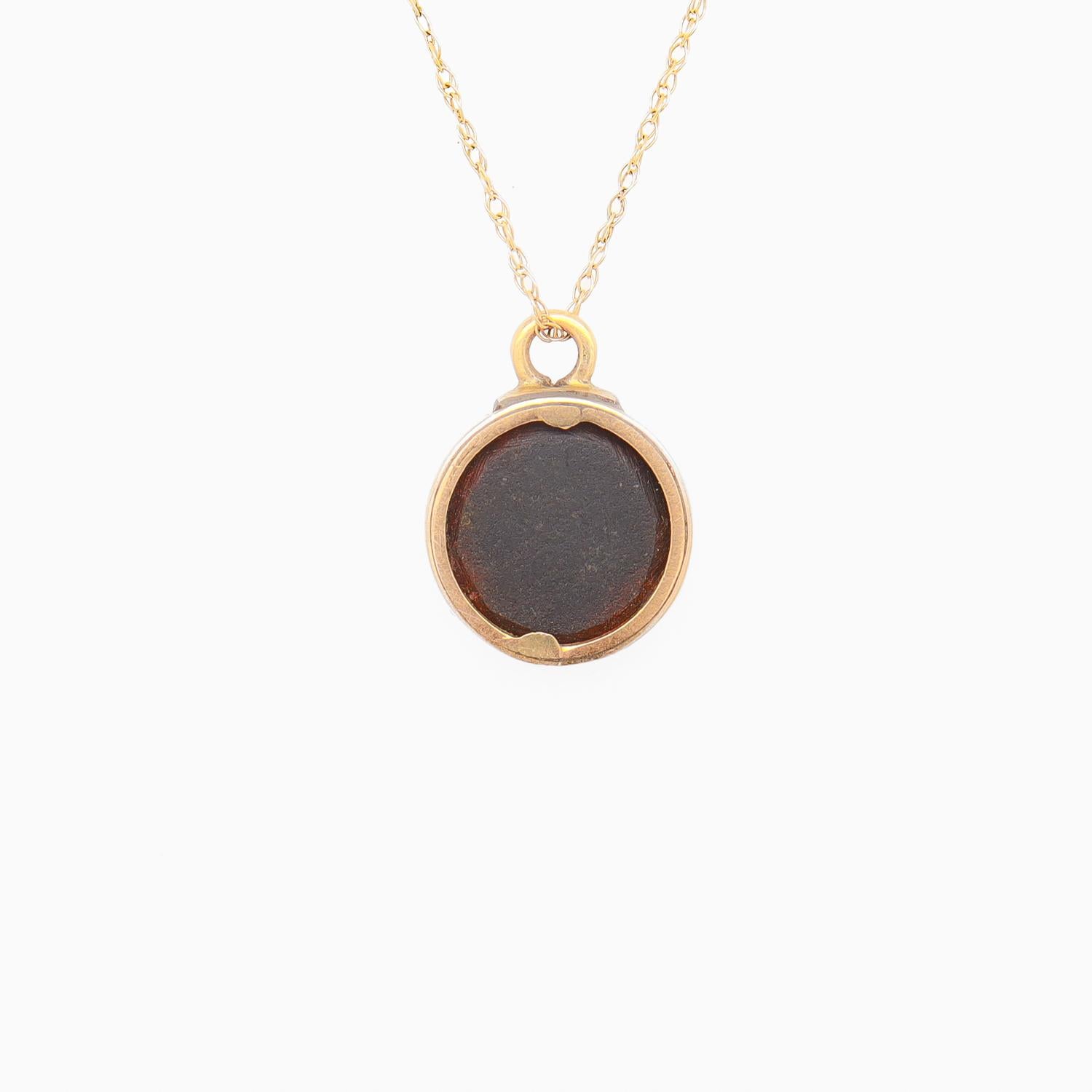 Vintage 14k Gold & Pietra Dura Charm or Pendant For Sale 6