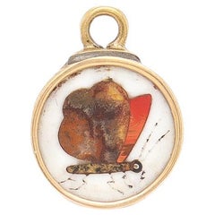 Charm o ciondolo d'epoca in oro 14k e pietra dura