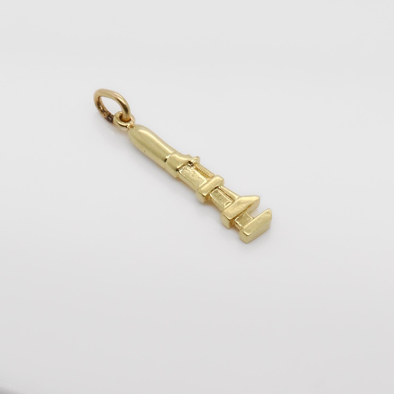 Vintage 14K Gold Pipe Wrench Charm for a Bracelet For Sale 1