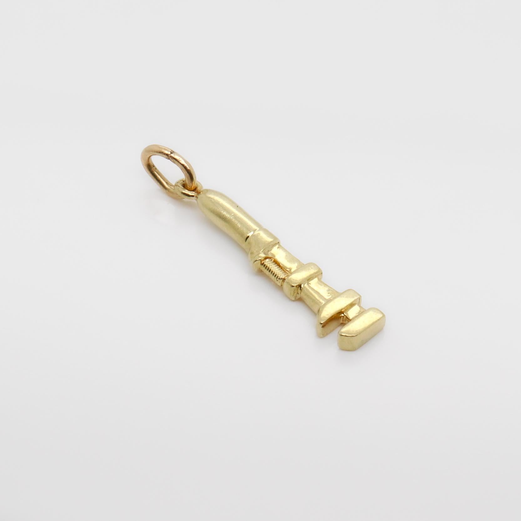 Vintage 14K Gold Pipe Wrench Charm for a Bracelet For Sale 2