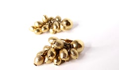 Vintage 14k Gold Plated Cluster Beaded Dangle Earrings
