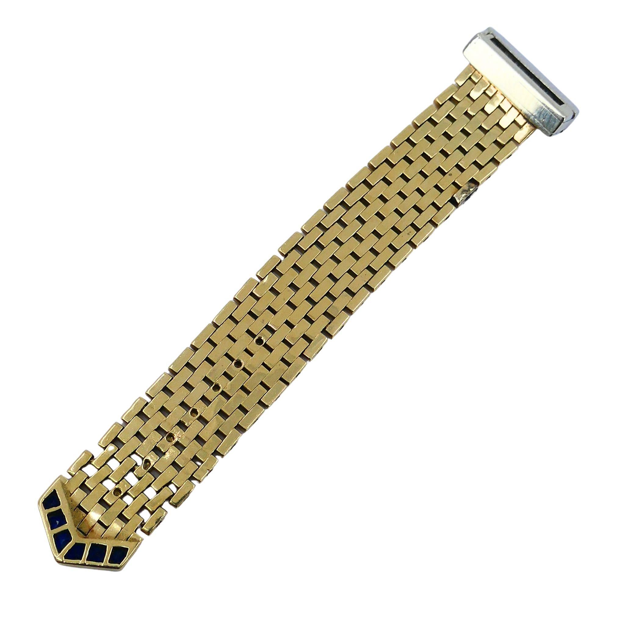 Anello con fibbia vintage in oro 14k e platino con diamante e zaffiro in vendita 5