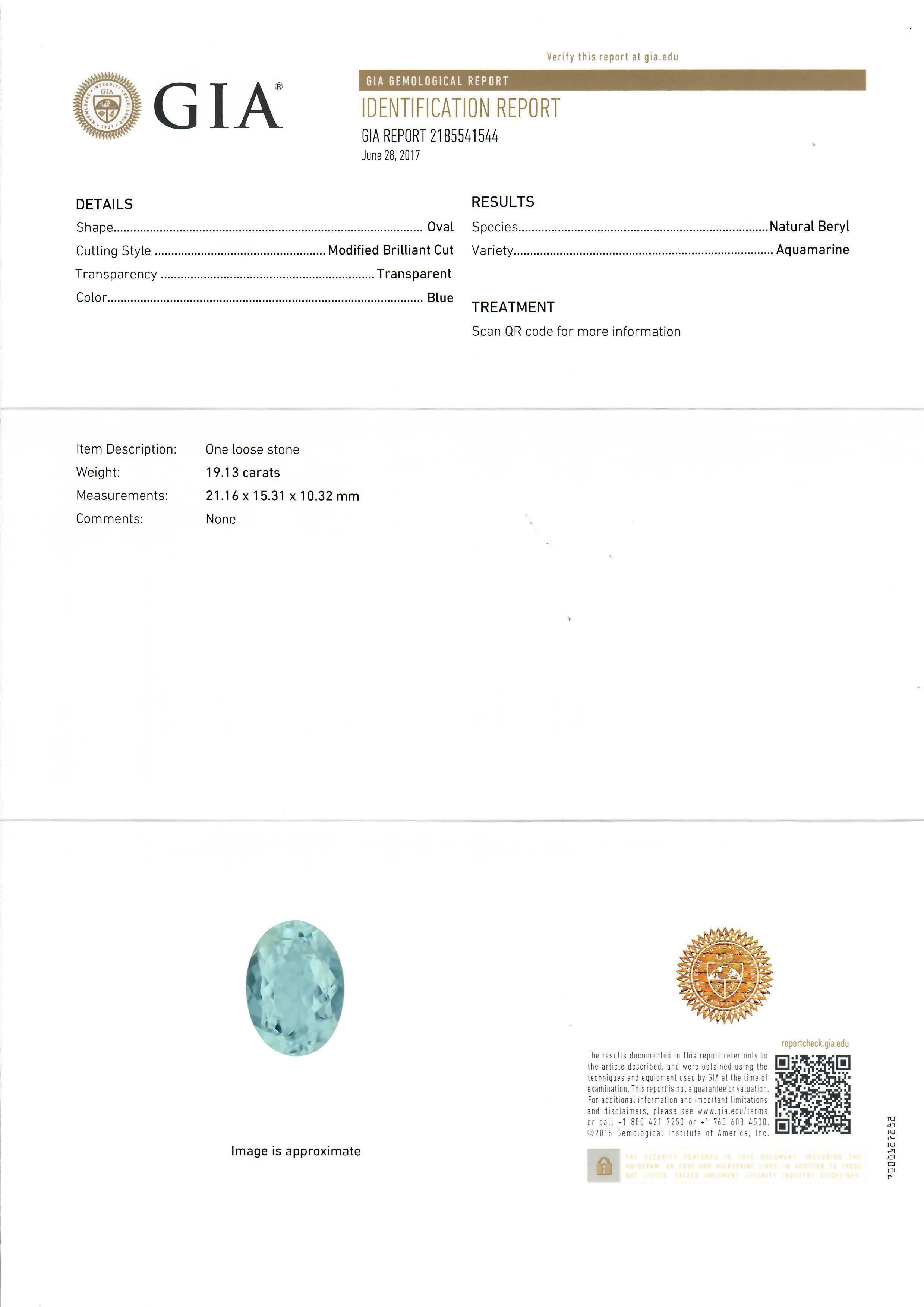 --Pietre: --
(1) Acquamarina naturale autentica - taglio ovale grande - doppia incastonatura - bel colore blu pulito - 19,13ct (esatto)
*Vedi informazioni sulla certificazione qui sotto*.
(2) Diamanti naturali autentici - taglio europeo antico -