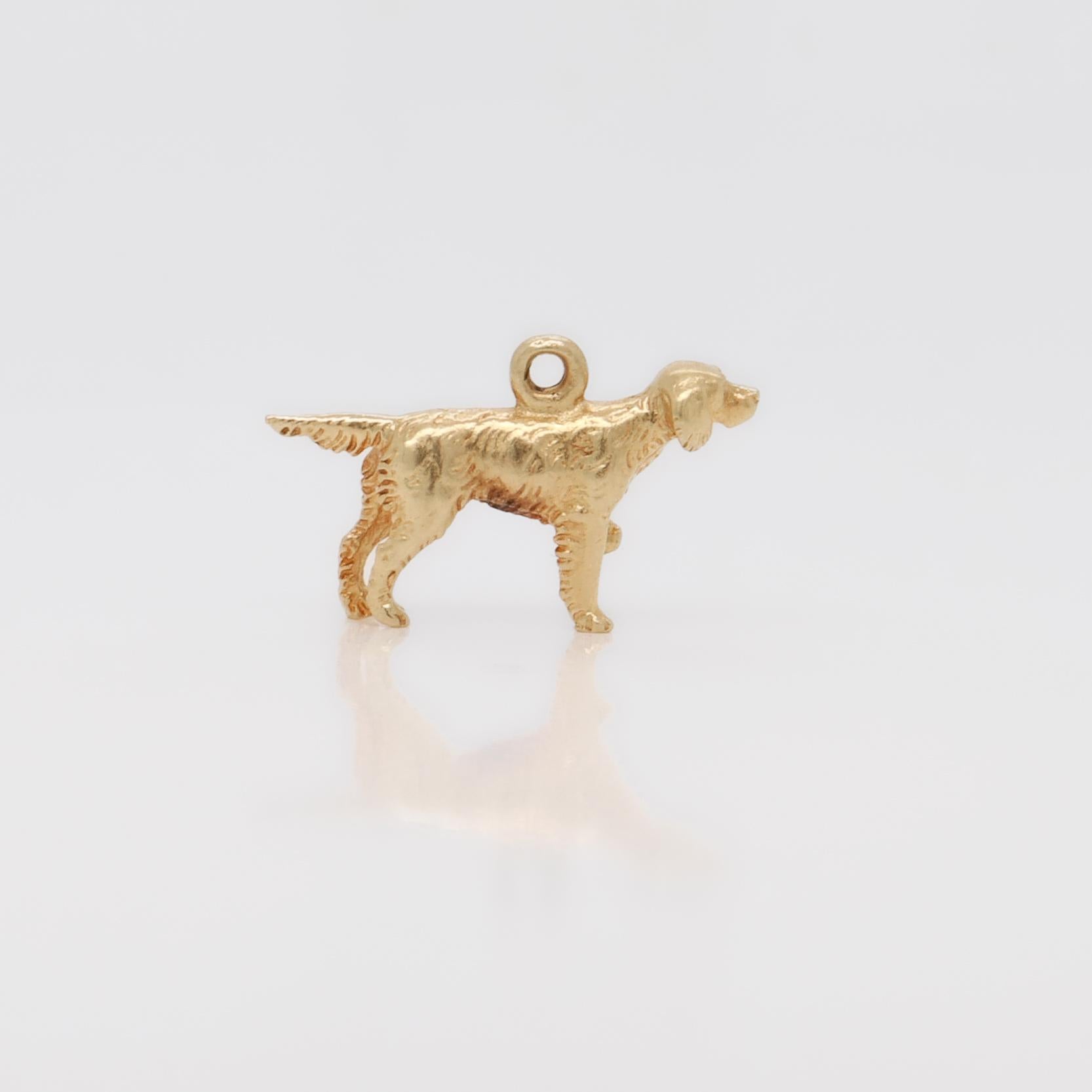 Rétro Breloque chien pointu vintage en or 14 carats pour bracelet