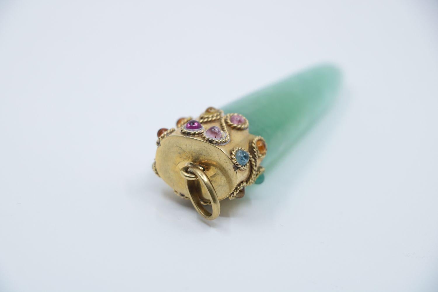 Taglio ovale Ciondolo in quarzo d'oro 14K vintage in vendita