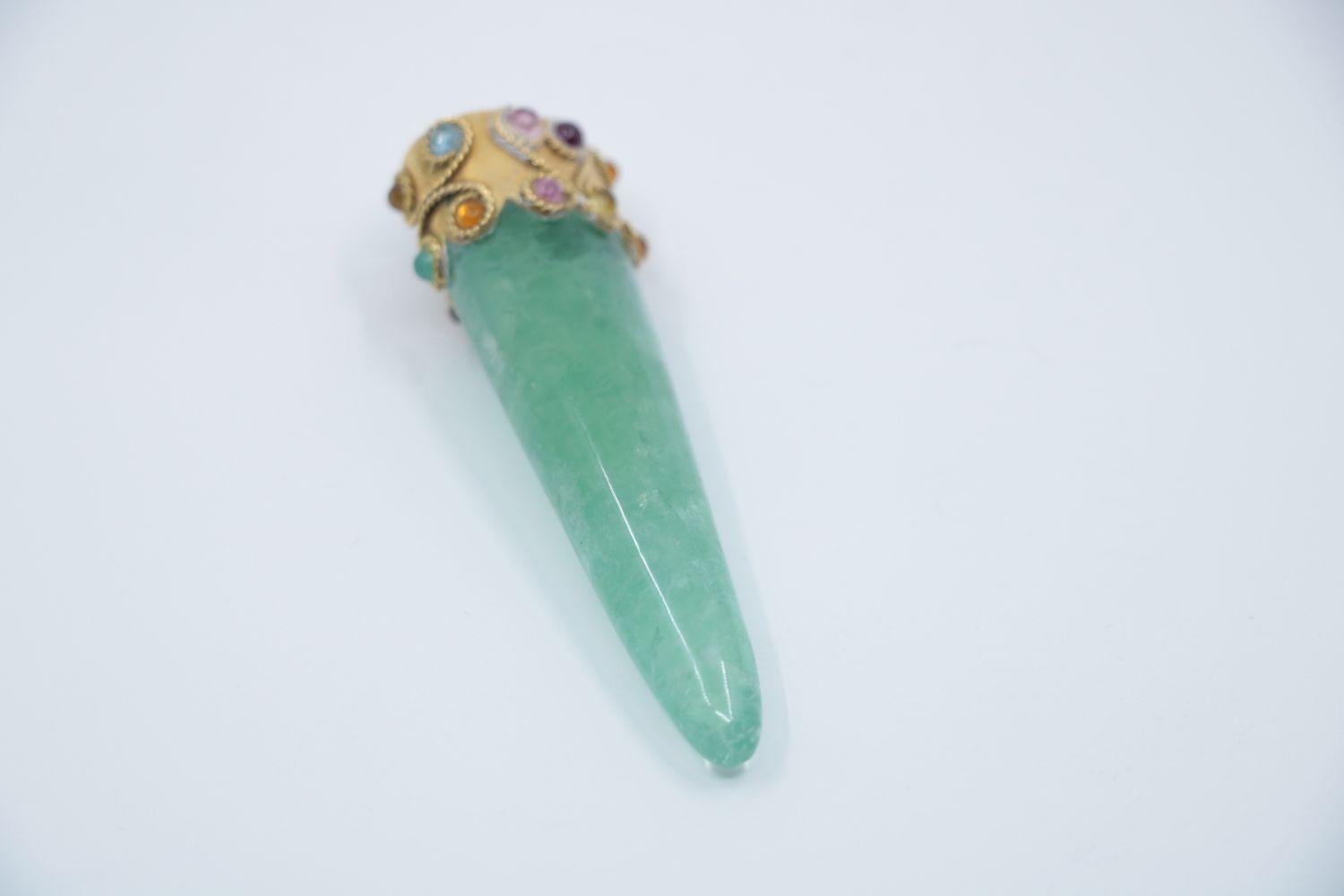 Ciondolo in quarzo d'oro 14K vintage in vendita 1