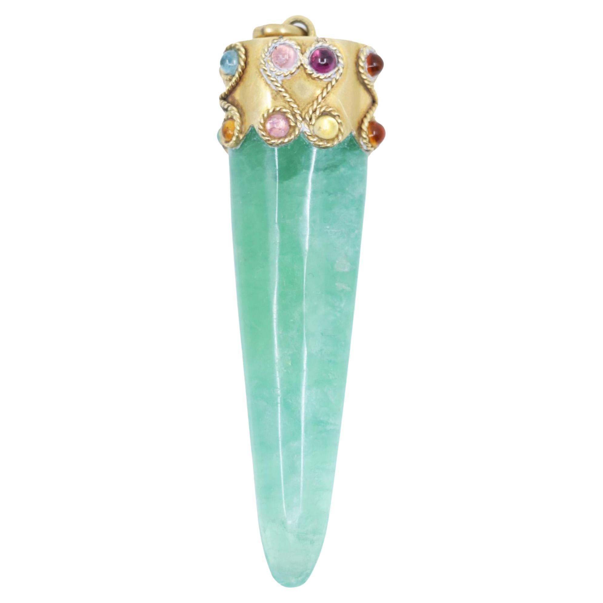 Vintage 14K Gold Quartz Pendant