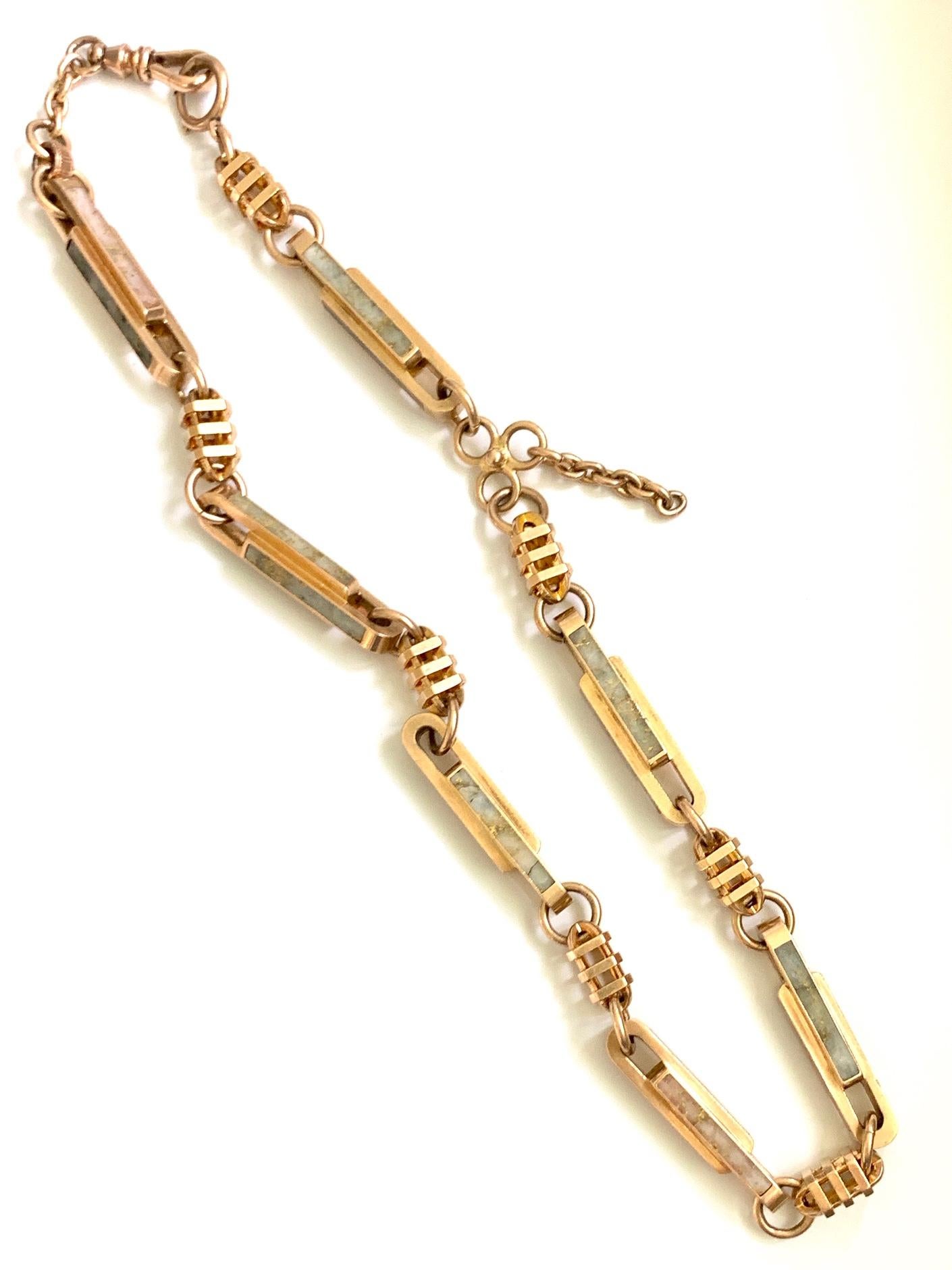 Victorian Vintage 14 Karat Gold Quartz Watch Chain