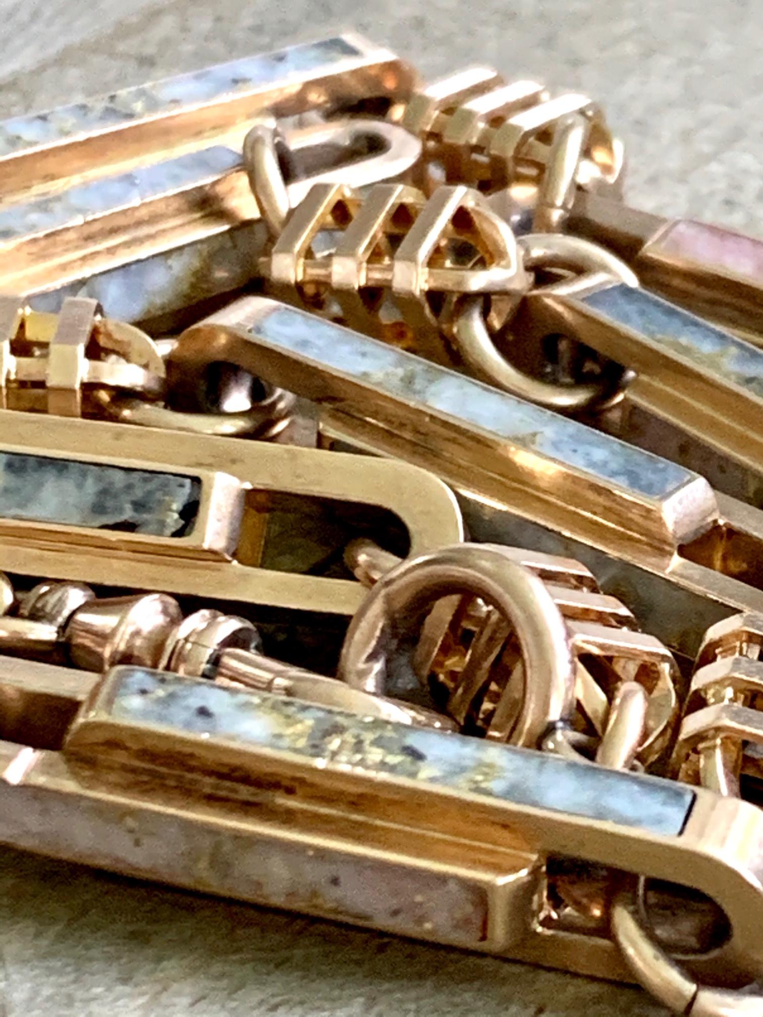 Tumbled Vintage 14 Karat Gold Quartz Watch Chain