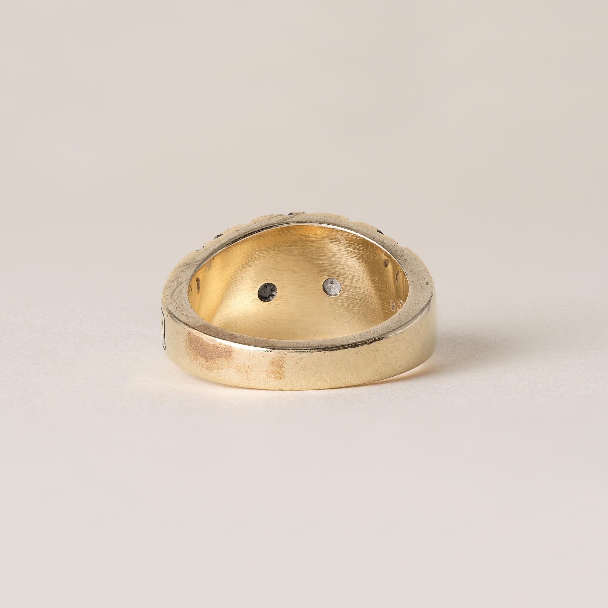 Anello con diamante etilico trapuntato in oro 14K vintage In condizioni buone in vendita a Los Angeles, CA