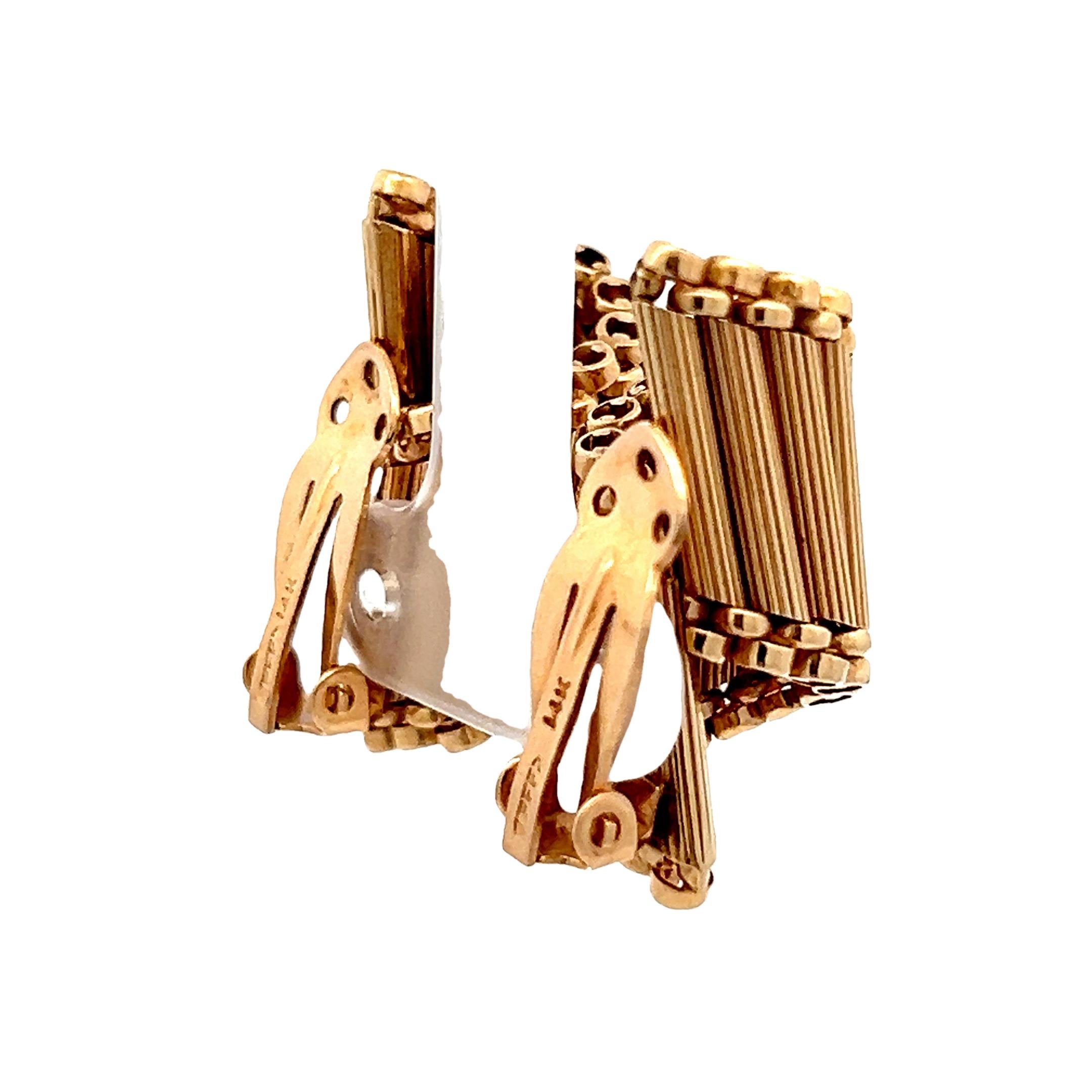 Vintage 14K Gold Retro Clip-On Ohrringe - Signiert F & F Filger, Mitte des Jahrhunderts im Angebot 2