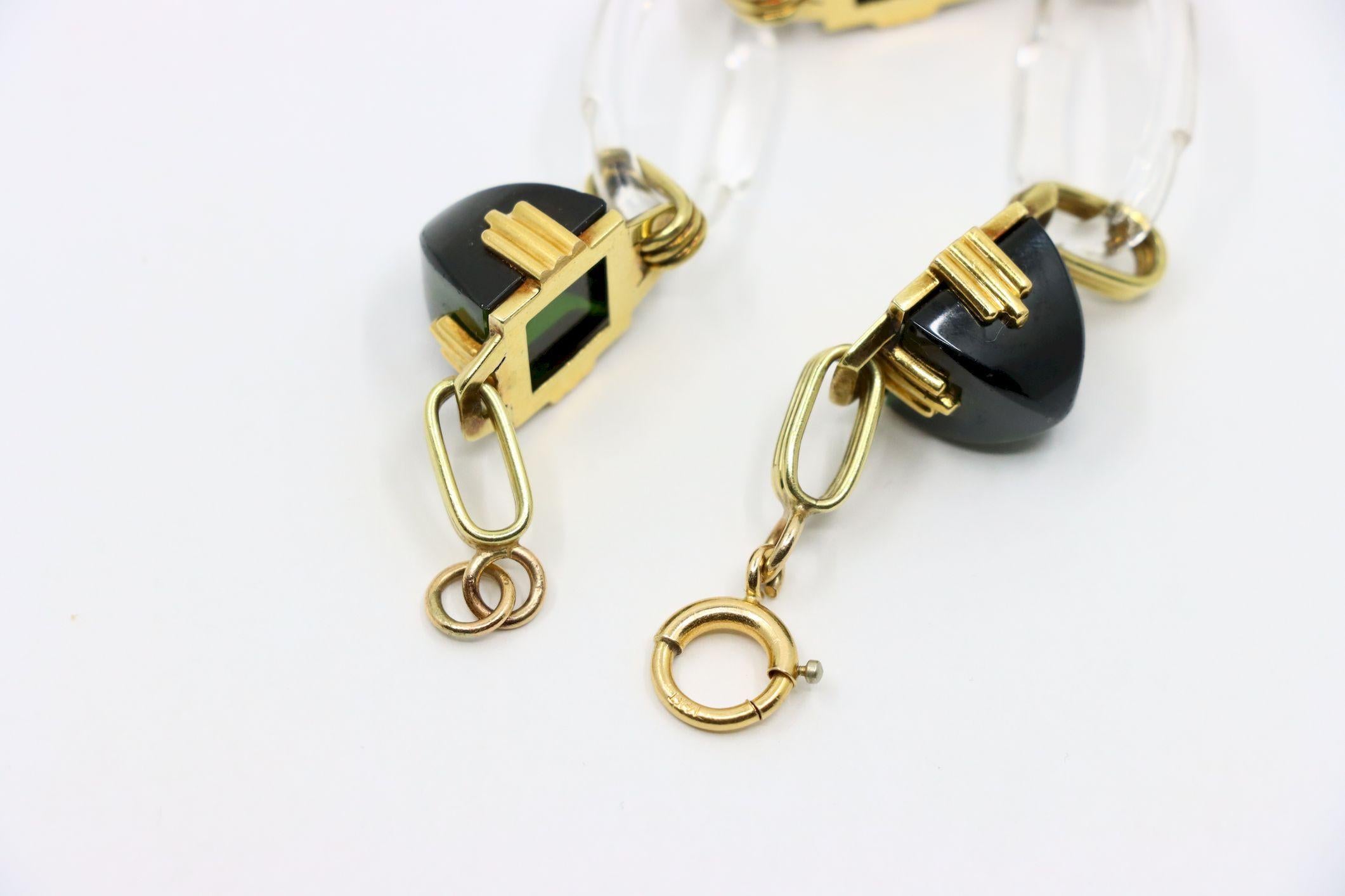 Vintage 14K Gold Rock Crystal Link Bracelet en vente 6