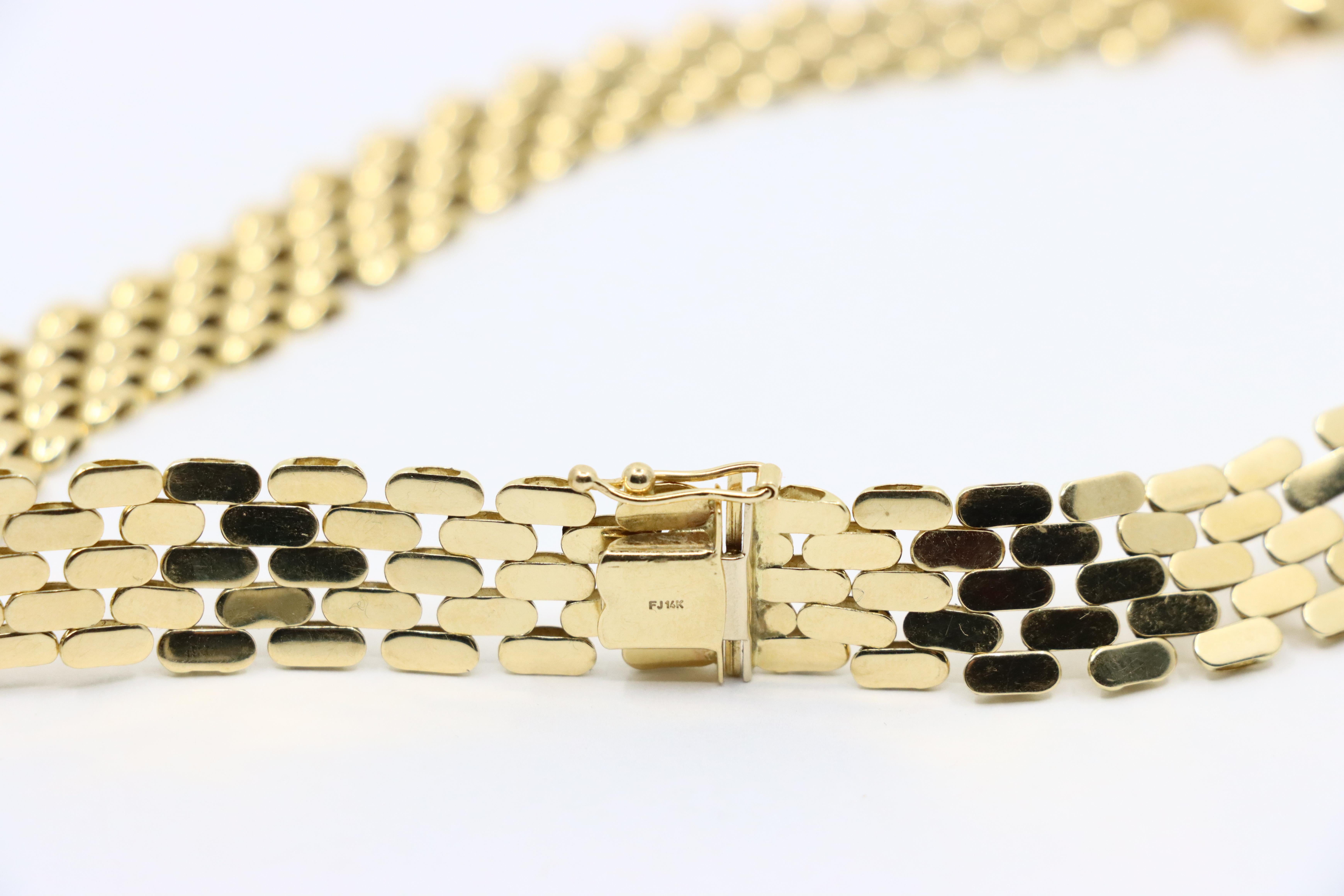 Collana A Link in oro 14K con rubino e pantera d'epoca in vendita 2