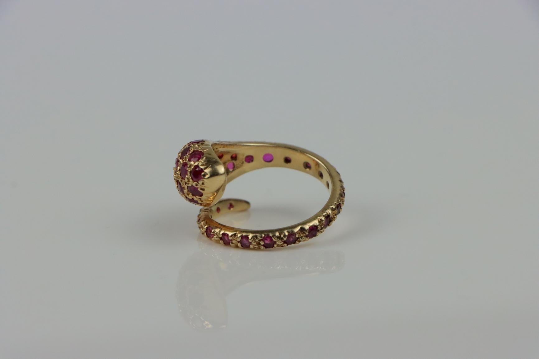 Vintage 14K Gold Rubin Schlange Ring (Brillantschliff) im Angebot