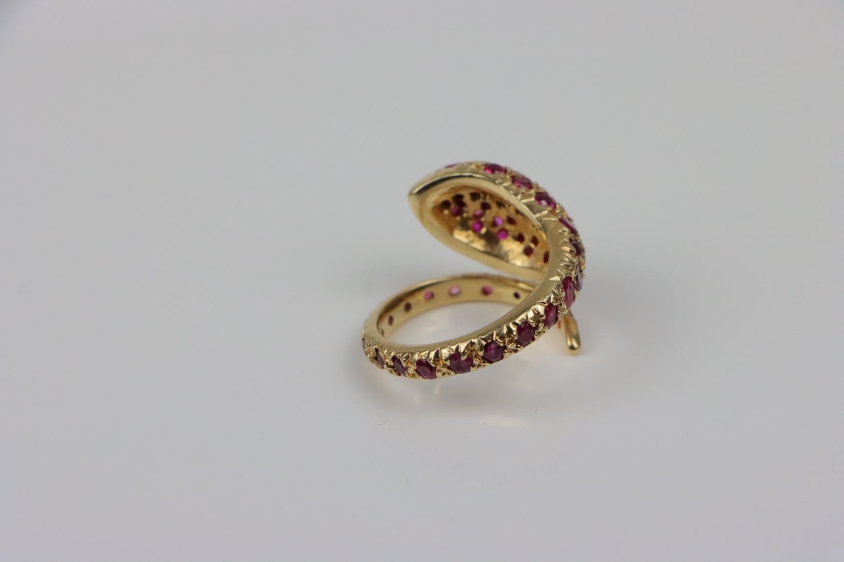 Vintage 14K Gold Rubin Schlange Ring Damen im Angebot