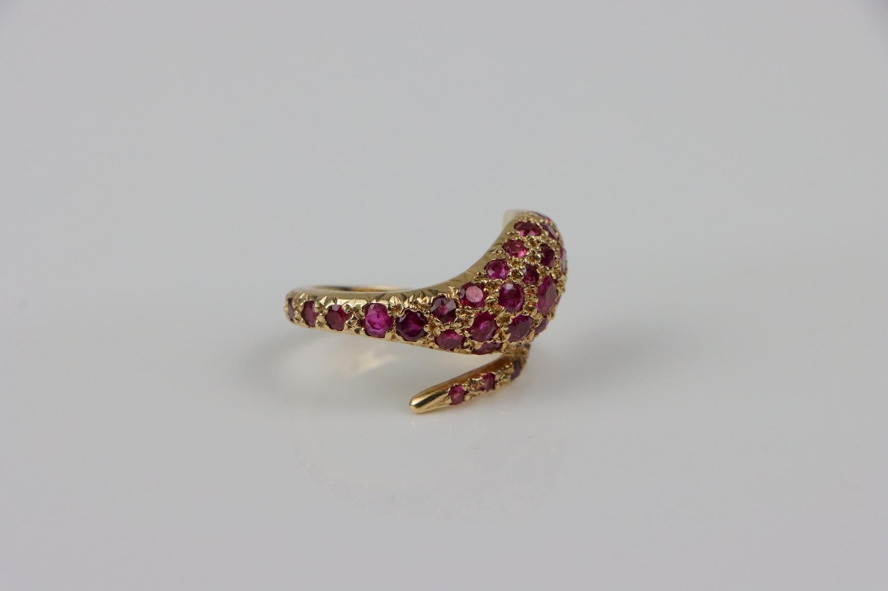 Vintage 14K Gold Rubin Schlange Ring im Angebot 1