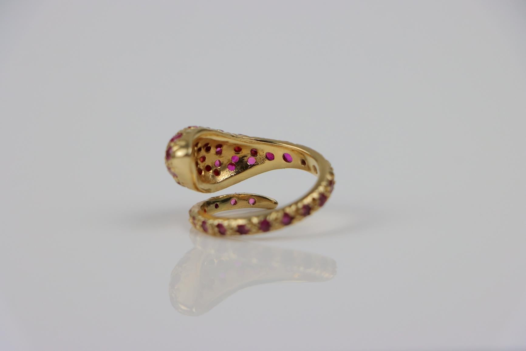 Vintage 14K Gold Rubin Schlange Ring im Angebot 2