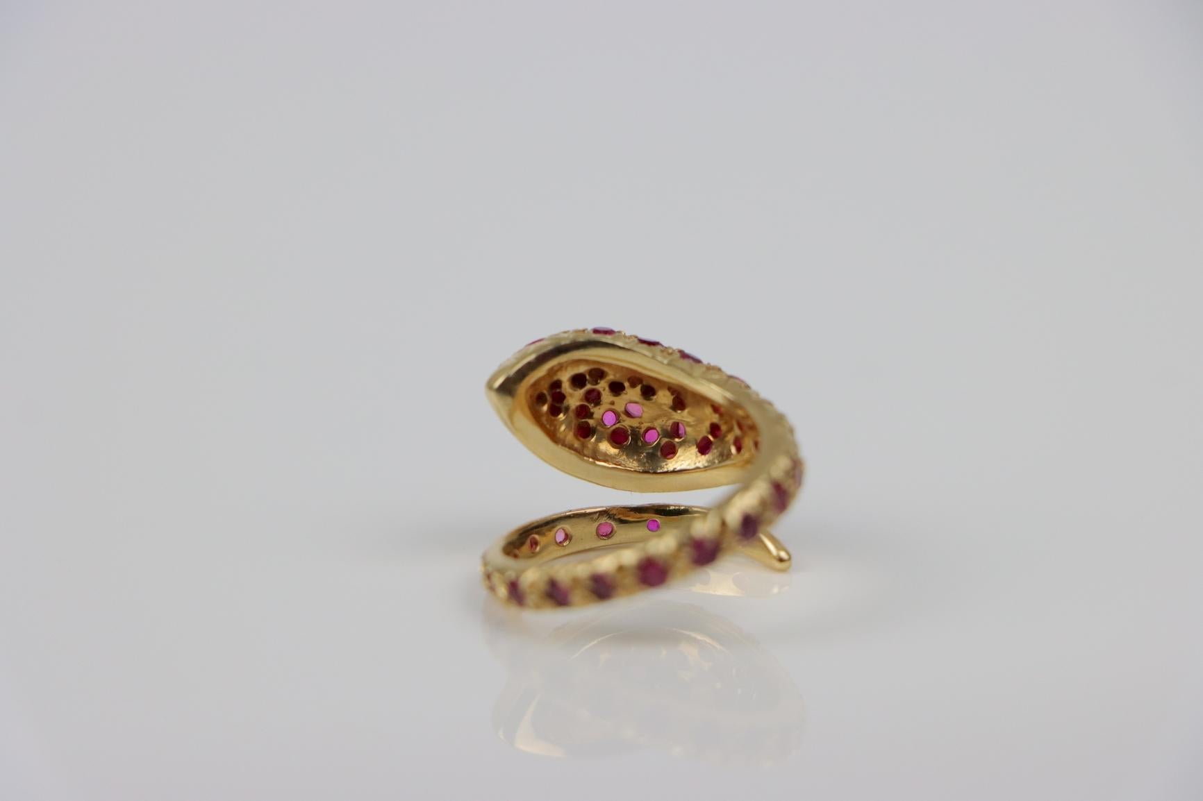 Vintage 14K Gold Rubin Schlange Ring im Angebot 3