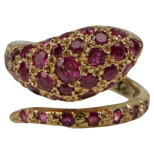 Vintage 14K Gold Rubin Schlange Ring im Angebot