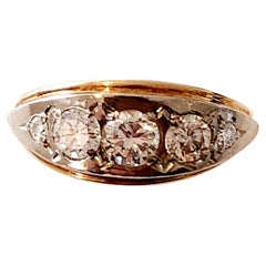 Vintage 5 Brilliant Cut Diamond Gold Band Ring