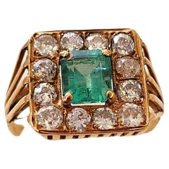 Emerald And Diamond Gold Ring