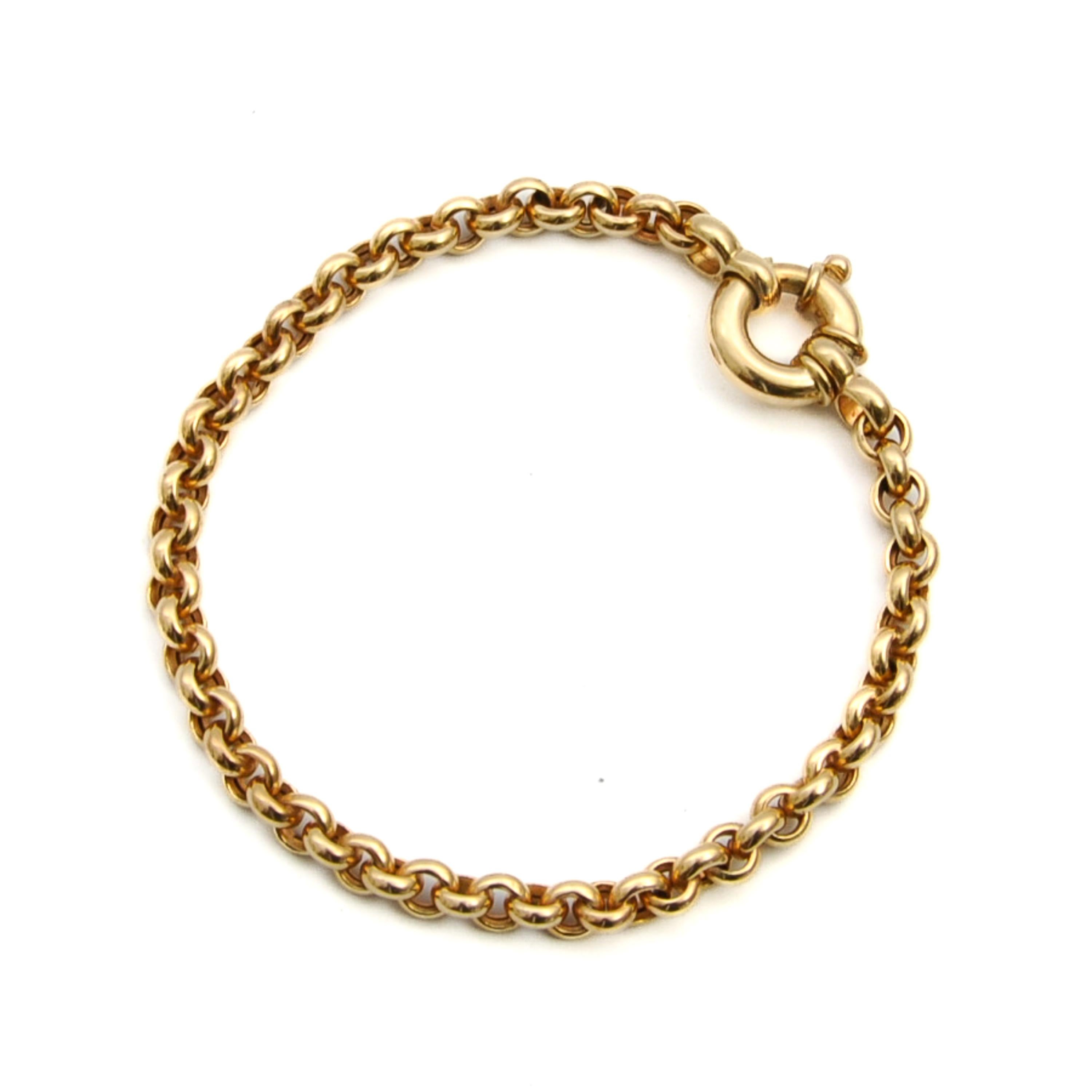 Contemporain Vintage 14K Gold Sailor Spring Ring Clasp Rolo Chain Bracelet en vente