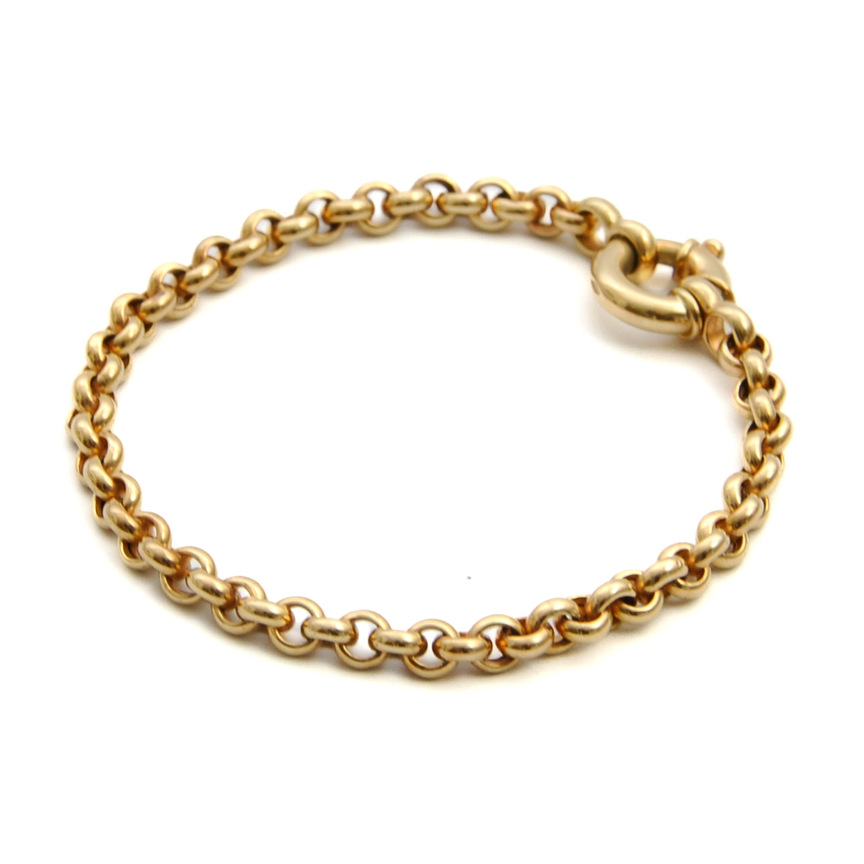 Vintage 14K Gold Sailor Spring Ring Clasp Rolo Chain Bracelet Bon état - En vente à Rotterdam, NL