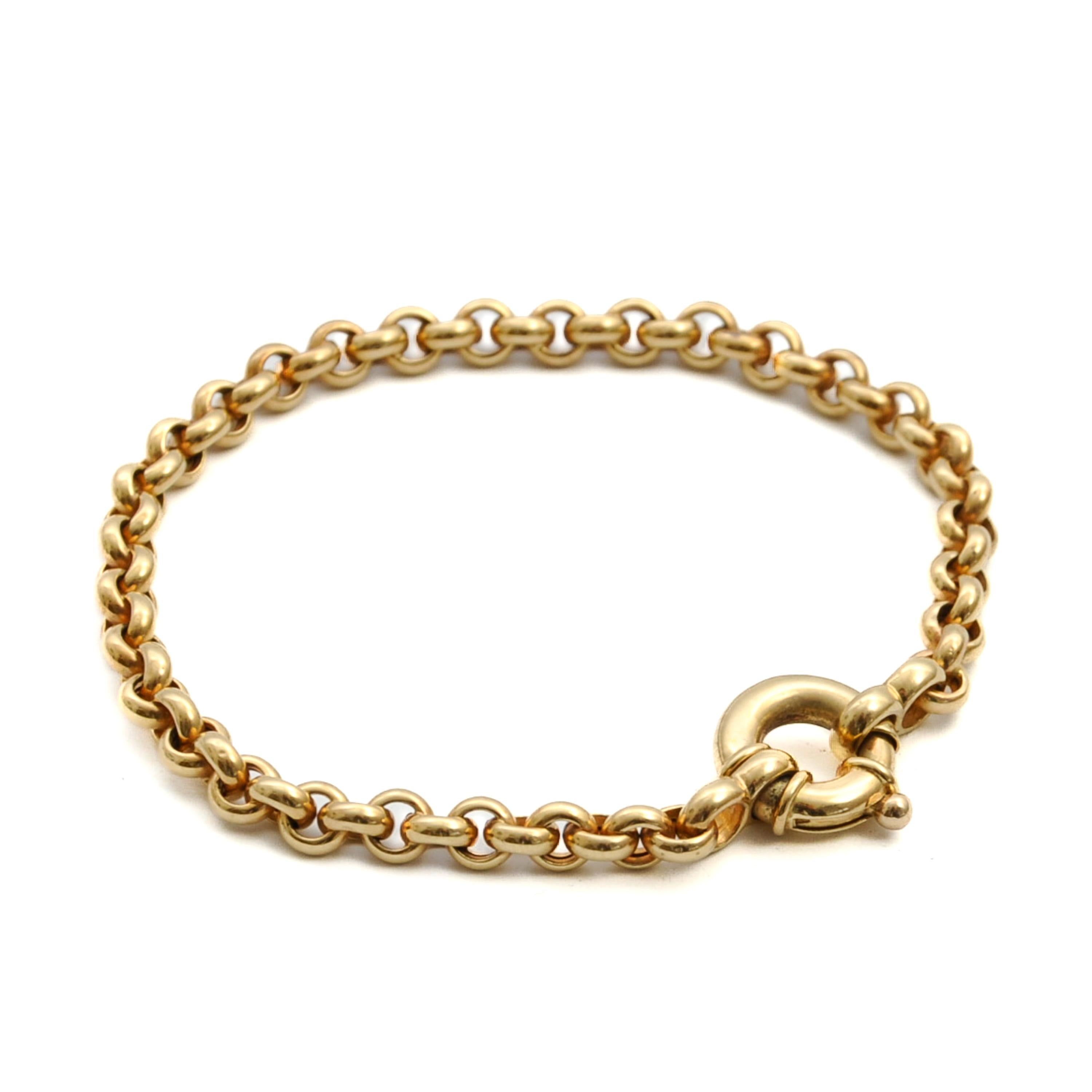 Vintage 14K Gold Sailor Spring Ring Clasp Rolo Chain Bracelet For Sale 1