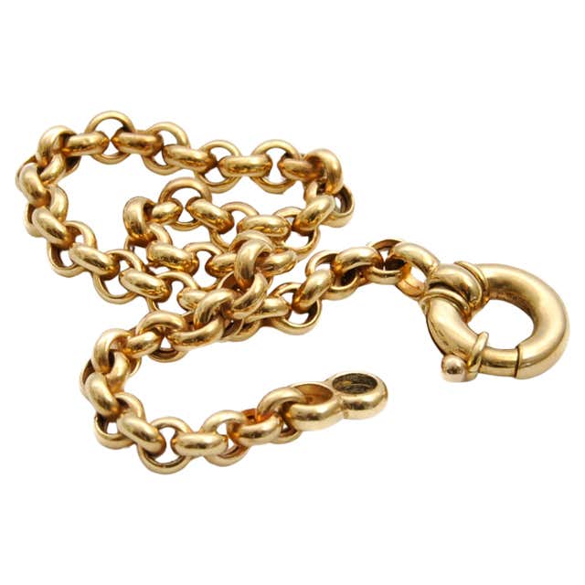 Vintage 14K Yellow Gold Sailor Clasp Rolo Chain Necklace For Sale at ...