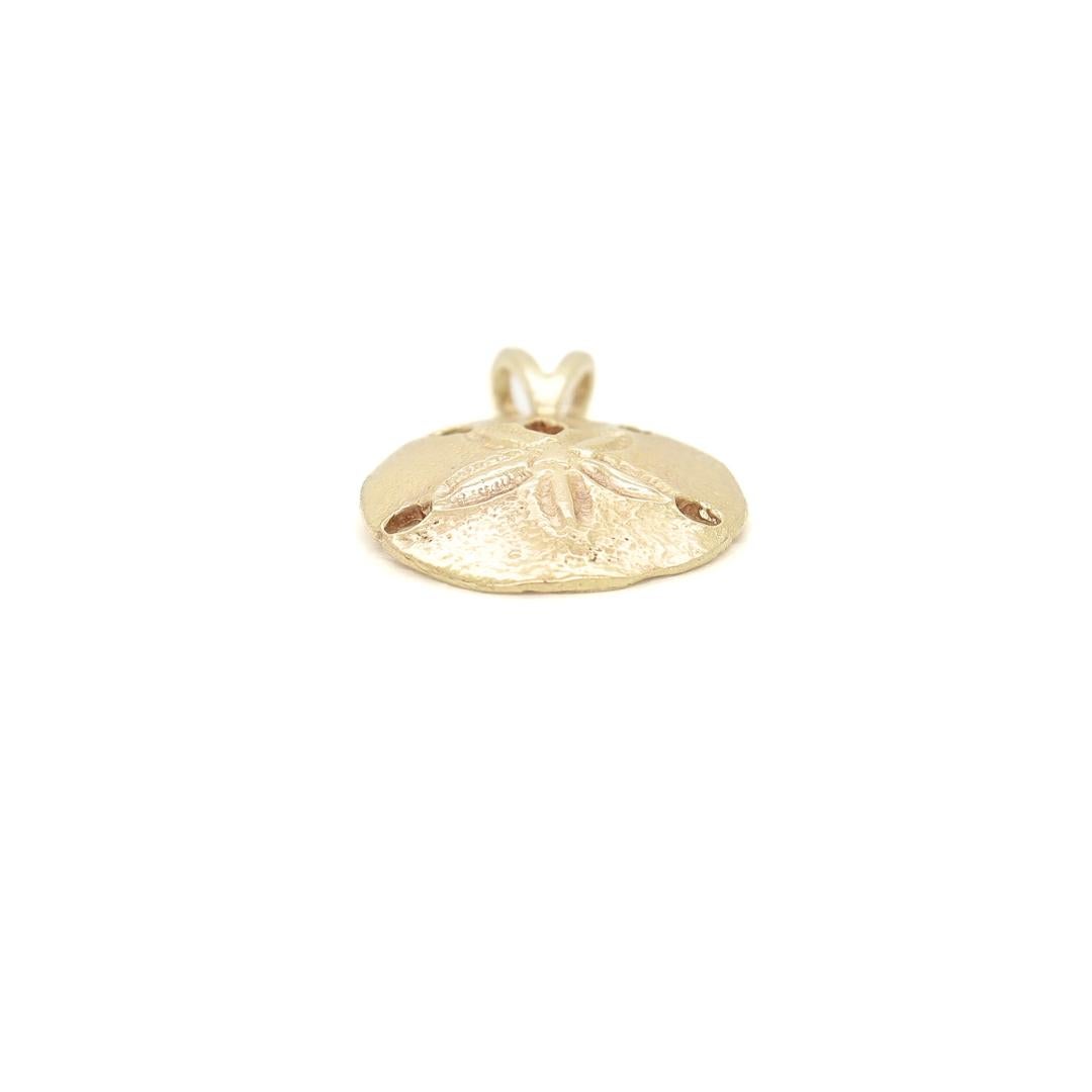 Women's Vintage 14K Gold Sand Dollar Sea Shell Charm for a Bracelet For Sale