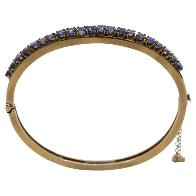 Vintage 14K Gold Sapphires Bangle Bracelet