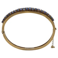 Vintage 14K Gold Sapphires Bangle Bracelet
