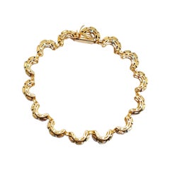 Bracciale smerlato in oro 14K d'epoca con topazio blu e ametista